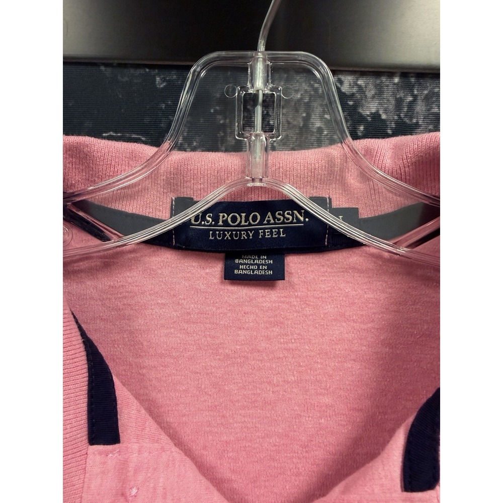 U.S. Polo Assn. Luxury Feel Men's Pink Short Sleeve Polo Shirt L Embroidered - Picture 2 of 5